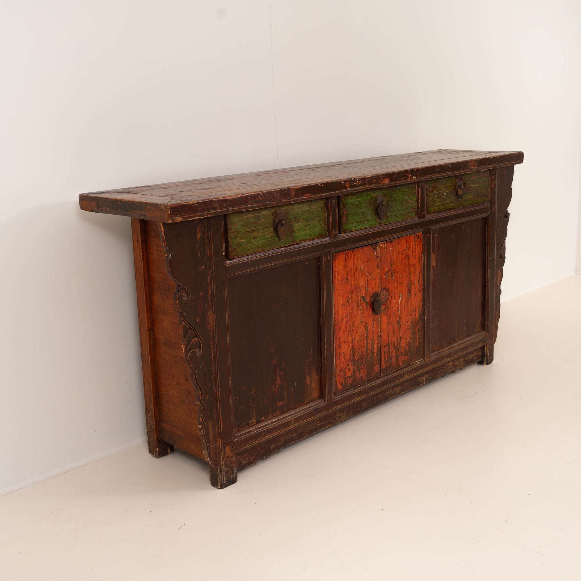 Vintage Indian Sideboard – Hand-Painted with Original Patina