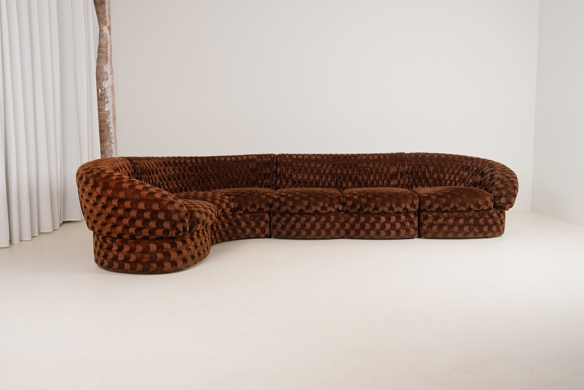 Italian modular sofa in brown velvet fabric ( ON HOLD)