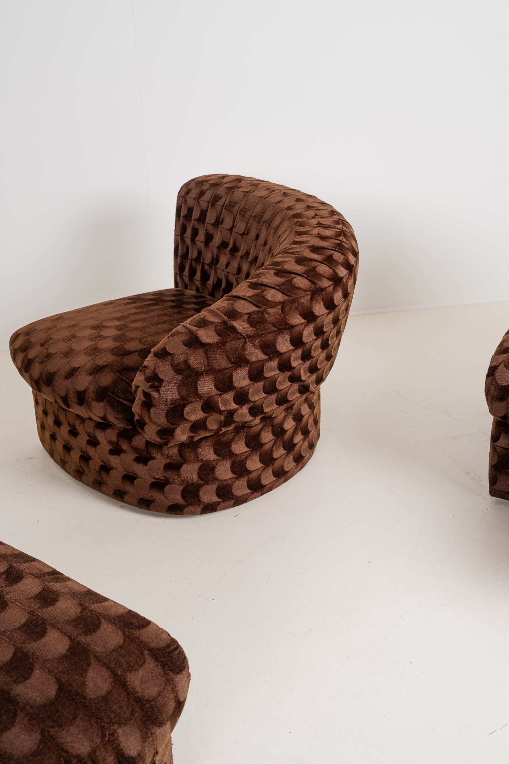 Italian modular sofa in brown velvet fabric ( ON HOLD)