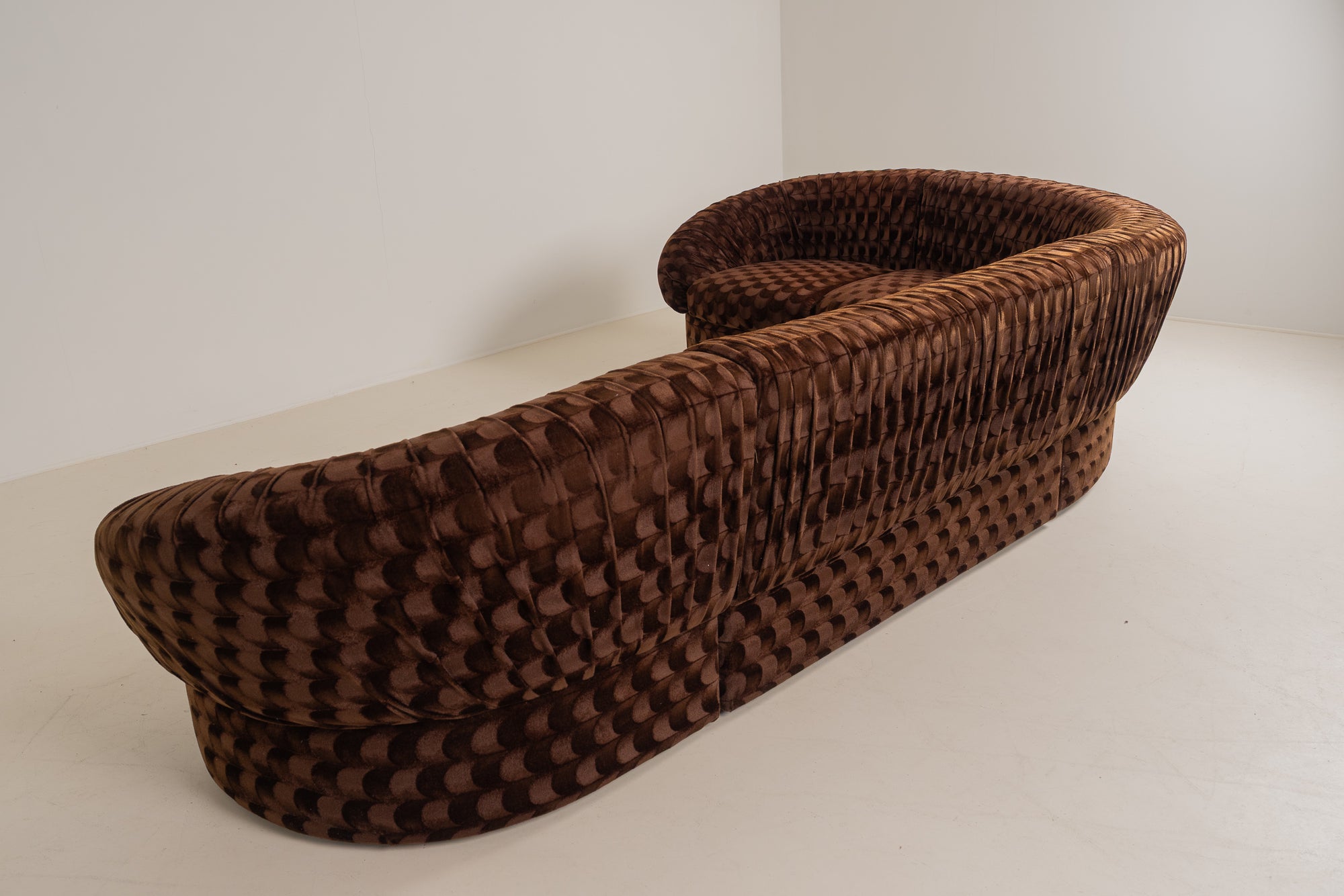 Italian modular sofa in brown velvet fabric ( ON HOLD)