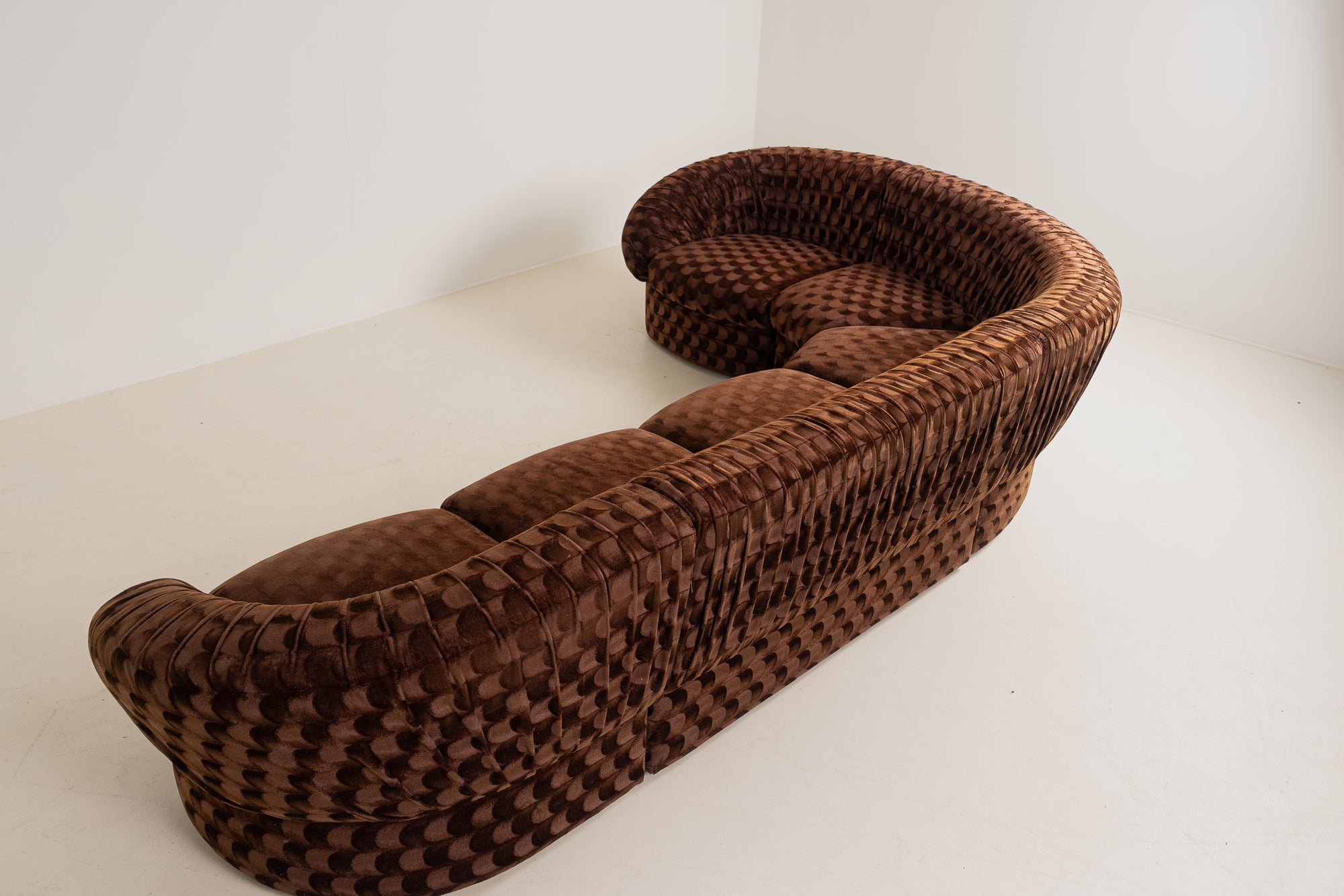 Italian modular sofa in brown velvet fabric ( ON HOLD)
