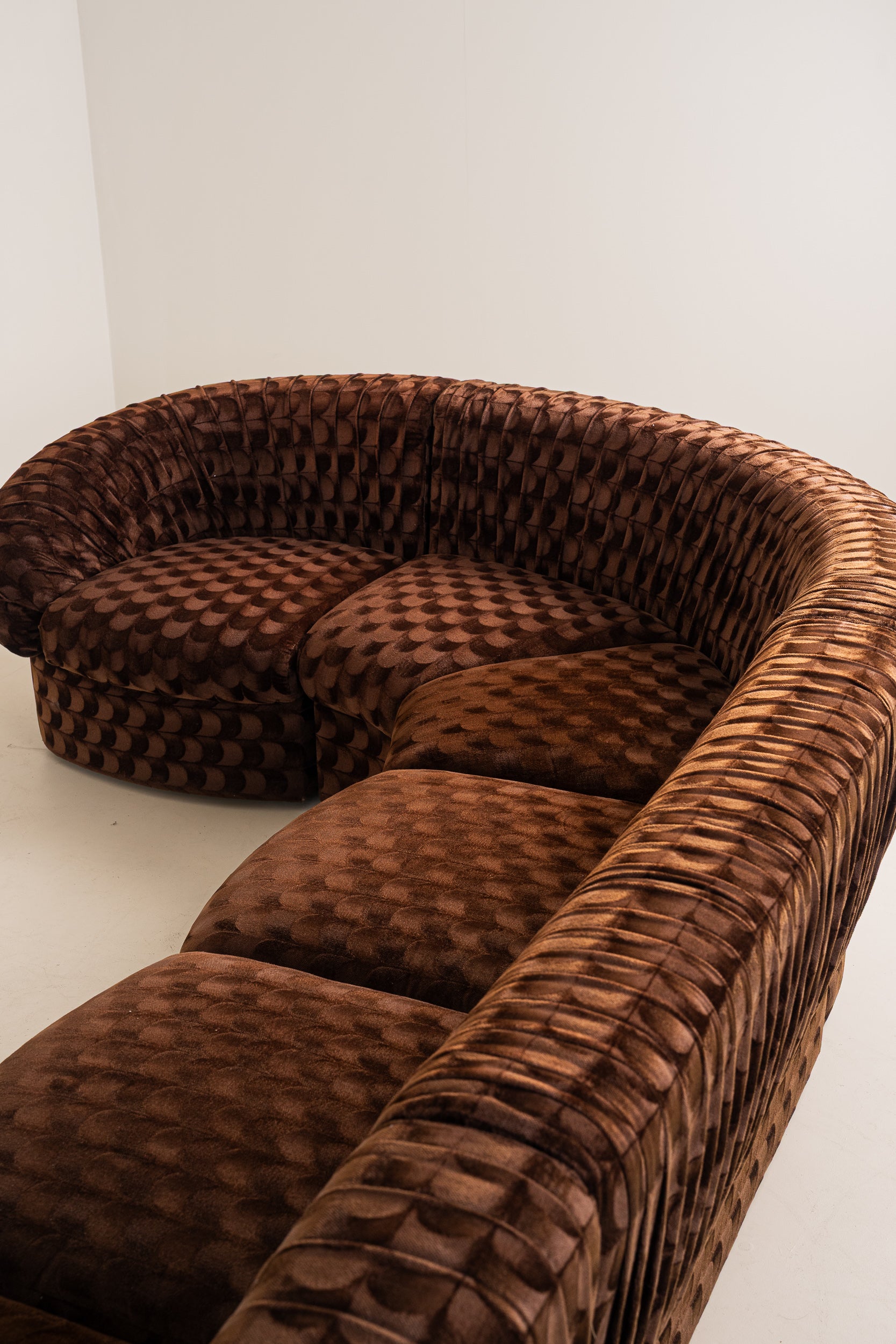 Italian modular sofa in brown velvet fabric ( ON HOLD)