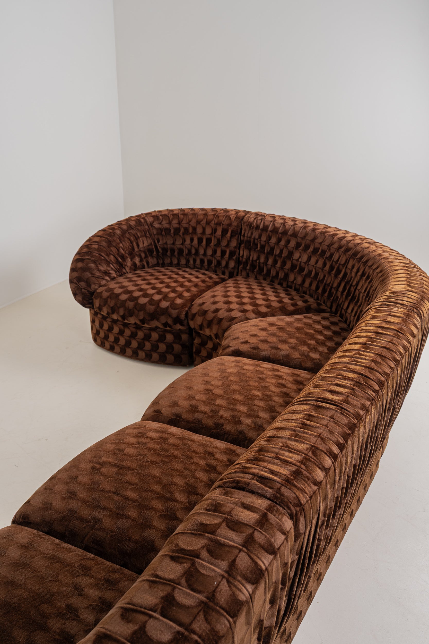 Italian modular sofa in brown velvet fabric ( ON HOLD)