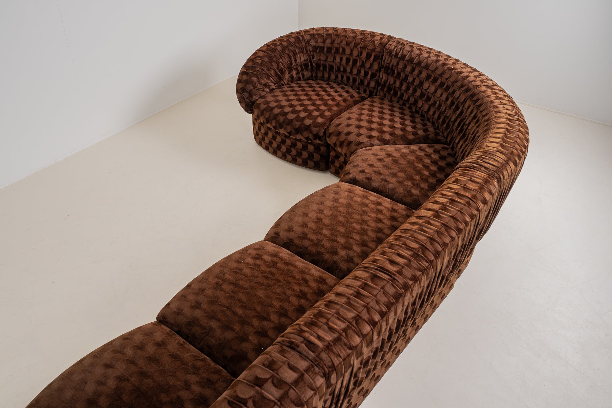 Italian modular sofa in brown velvet fabric ( ON HOLD)