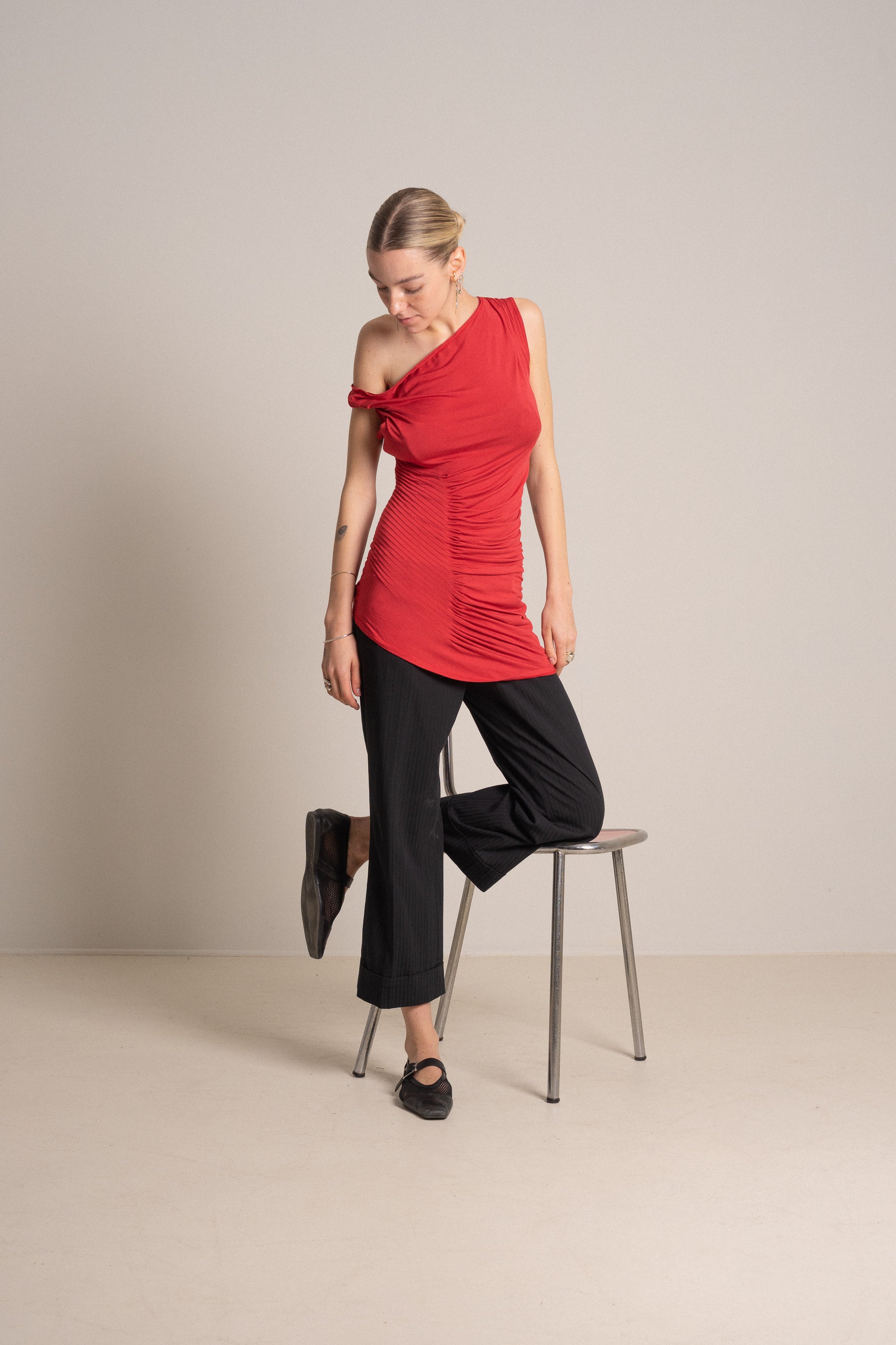 Draped Red Top — Size 36