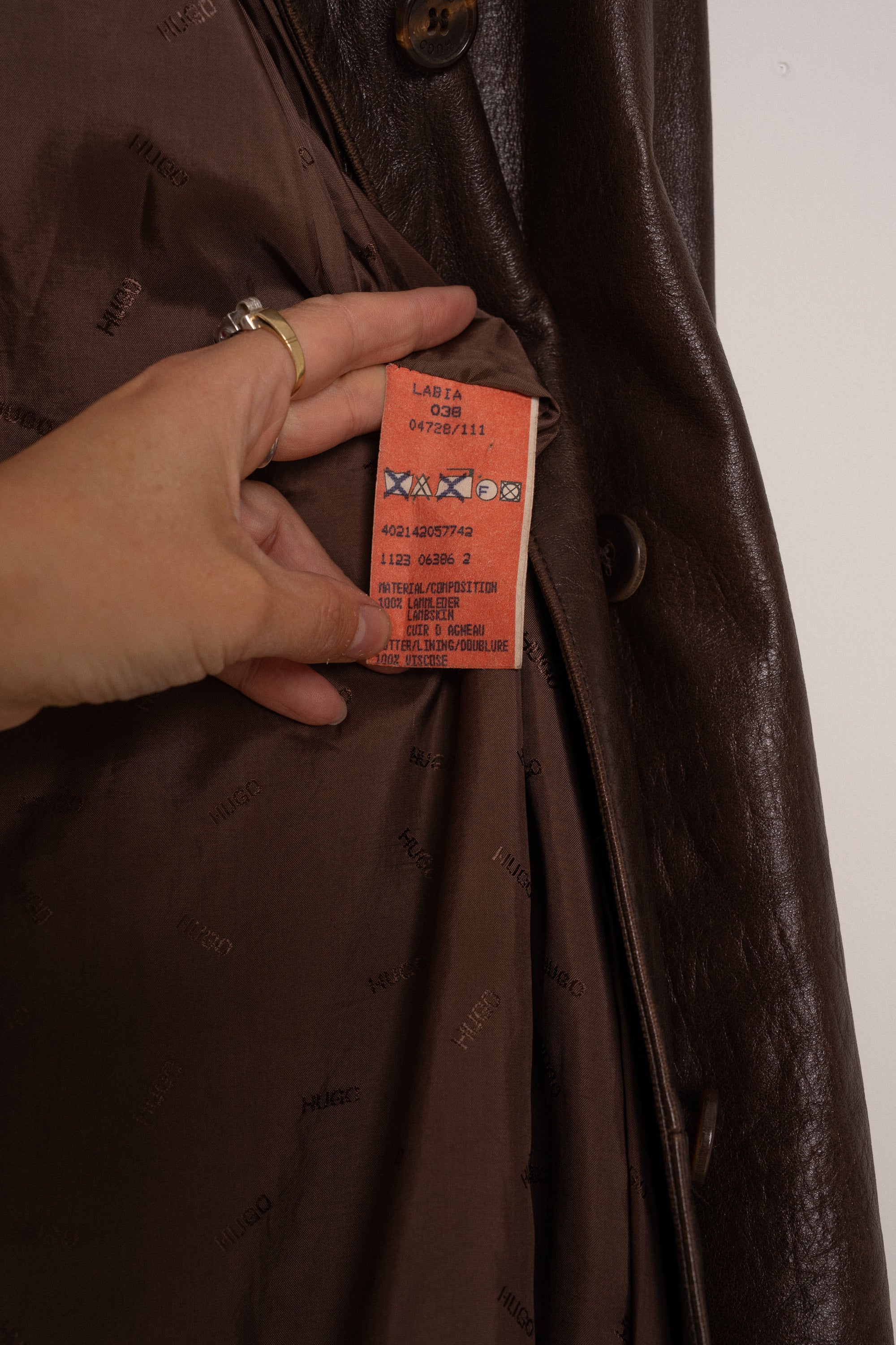 HUGO Leather Coat size 38