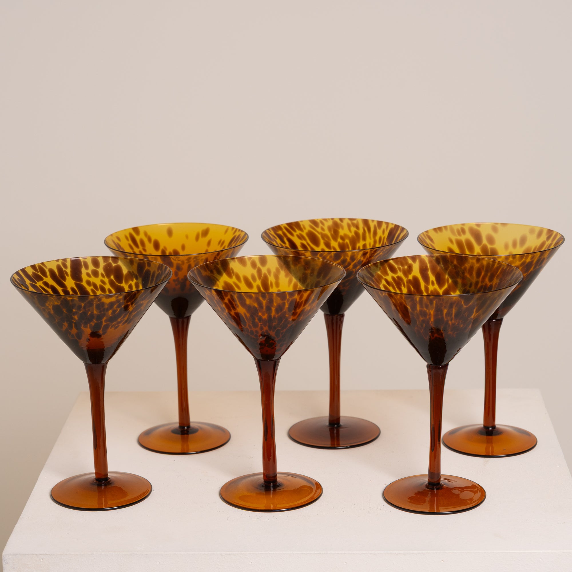 Set of 6 Hand-Blown Martini / Cocktail Glasses
